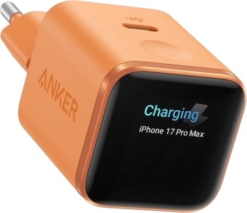 Anker Nano 45W USB-C Hurtiglader med Smart Display – Oransje Anker Nano 45W USB-C Hurtiglader med Smart Display – Oransje