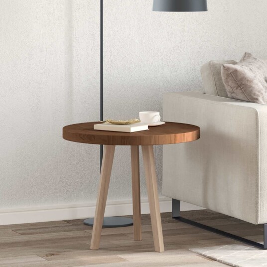 Bordplate Mørk brun Ø 60 x 4 cm Massivt Eiketre