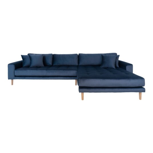 House Nordic Lido sofa , sjeselongsofa høyrevent velur mørk blå. 1690003-03-0 1690003-02-0