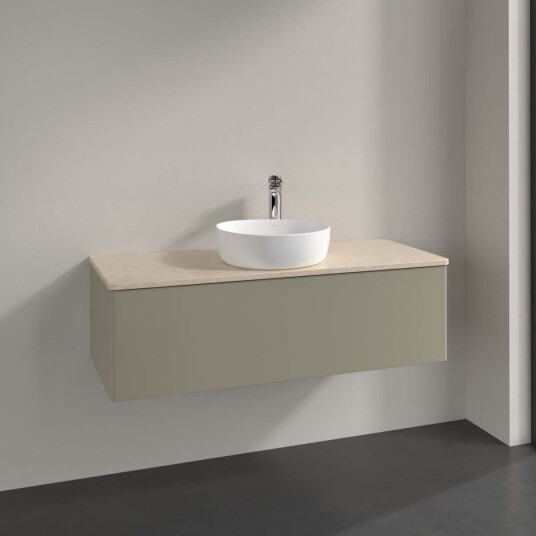 Villeroy & Boch Antao Servantskap med 1 skuff 120x50x36 cm u/lys Steingrå/Crème