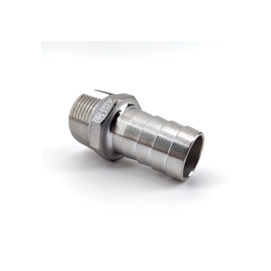 1"  BSP Male til 25mm slangenippel overgang i rustfritt stål