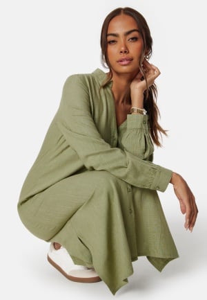 Happy Holly Linen Shirt Dress Khaki green 40/42