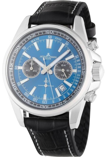 Jacques Lemans Herreklokke 1 2117S Liverpool Blå/Lær Ø44 mm