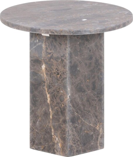 Prisa Rundt Sidebord i Marmorstein 50 cm - Grå / Brun