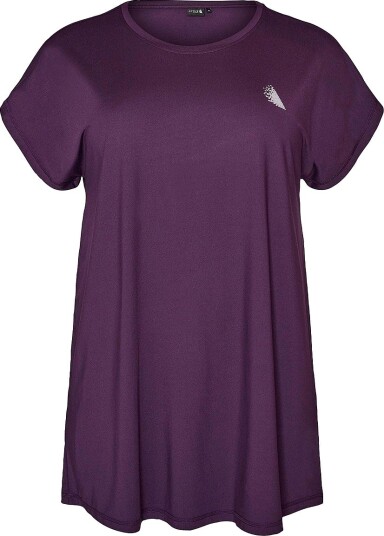 Zizzi Trenings t skjorte aBasic S/S Long T shirt Lilla