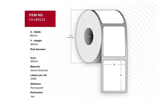 CAPTURE Label 90 x 40mm Core 40, CAPTURE Label 90 x 40mm Core 40,