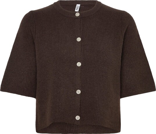 Pieces Pcsilly Ss O Neck Knit Cardigan Noos Bc   Brown   L