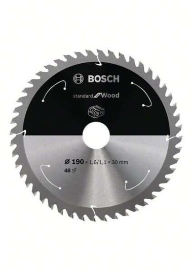 Bosch 190mm Sirkelsagblad for Batteridrevne Sager - 48 Tenner, Tre