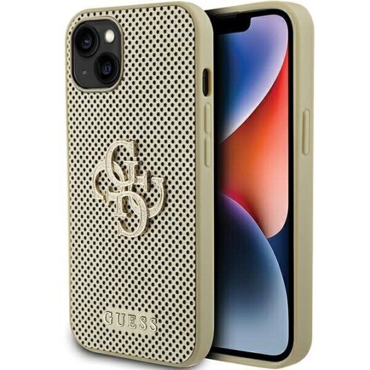 Apple Guess iPhone 15 Deksel Perforated Glitter Gull
