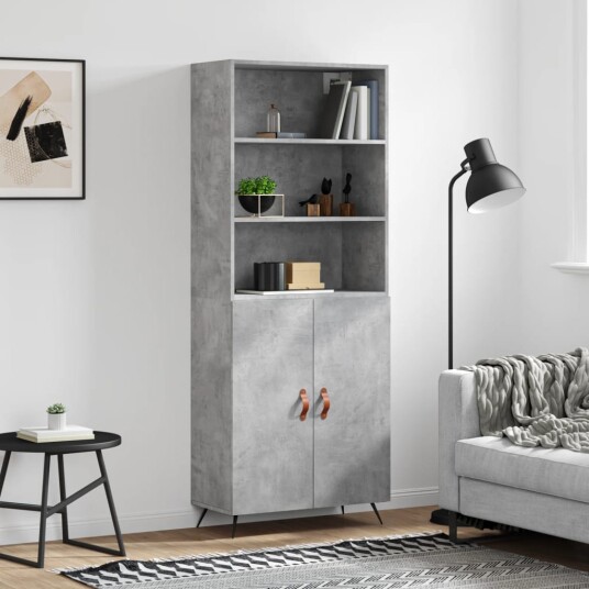 vidaXL Highboard betong grå 69,5x34x180 cm konstruert tre vidaXL Highboard betong grå 69,5x34x180 cm konstruert tre