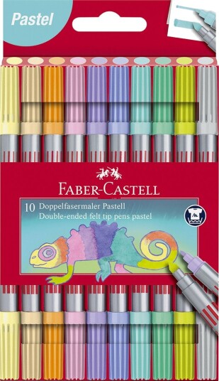 Faber Castell Tusjer Dobbelt Tykk/Tynn 10 stk Pastel