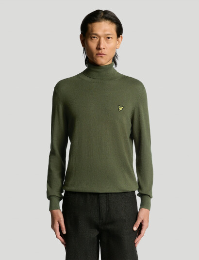 Lyle & Scott Cotton Merino Turtleneck Jumper - Khaki green - XS Lyle & Scott Cotton Merino Turtleneck Jumper - Khaki green - XS
