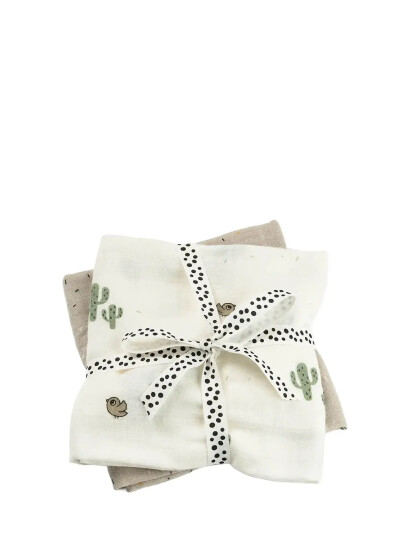Done By Deer Burp Cloth 2-Pack Lalee Sand Beige