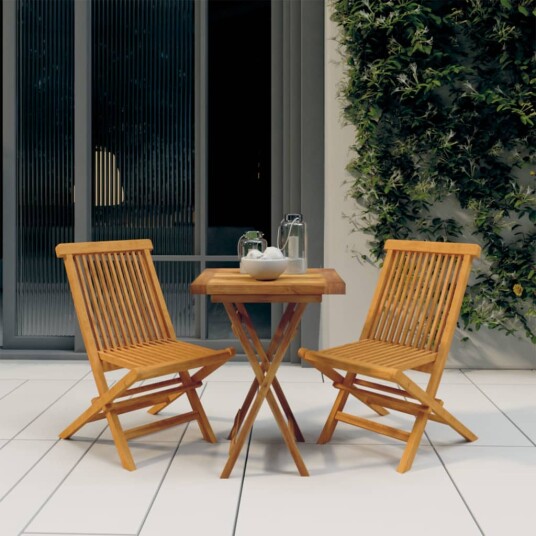  Hagespisestuesett 3 deler heltre teak