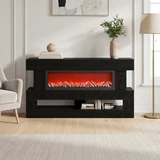 vidaXL Elektrisk peis Svart eik 150 x 21 x 77 cm Konstruert tre
