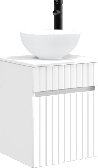 Vegghengt servantkommode Hvit 39 x 35 x 63 cm Konstruert tre Vegghengt servantkommode Hvit 39 x 35 x 63 cm Konstruert tre