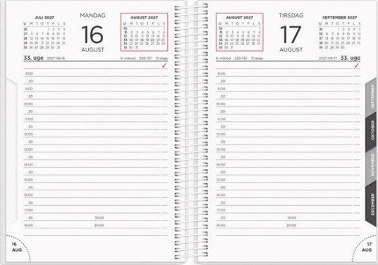 Mayland Dagkalender hvid PP plast 2027