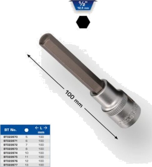 Ks Tools Werkzeug-Maschinen Gmbh 1/2" Sekskantskål, 100 Mm Lang, 12 Mm (Bt022876)