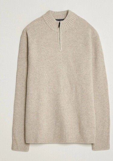 Charles Tyrwhitt Chunky Merino Zip Neck Oat