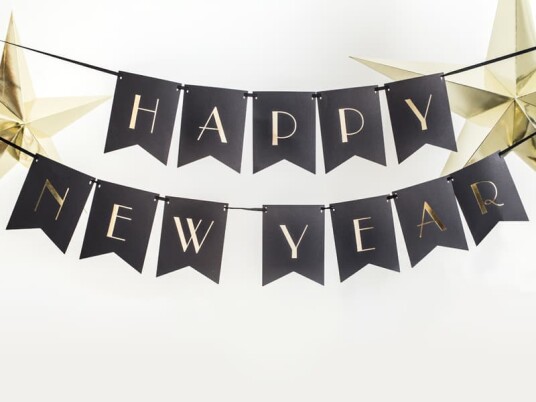 PartyDeco Girlander Happy New Year DIY Svart/Gull