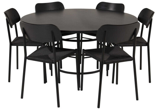 Venture Design Copenhagen & Polly spisegruppe Svart/svart 6 st stoler & bord 140 cm