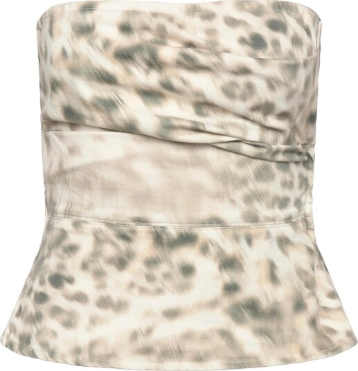 ROTATE Printed Denim Top Cream 34 ROTATE Printed Denim Top Cream 34