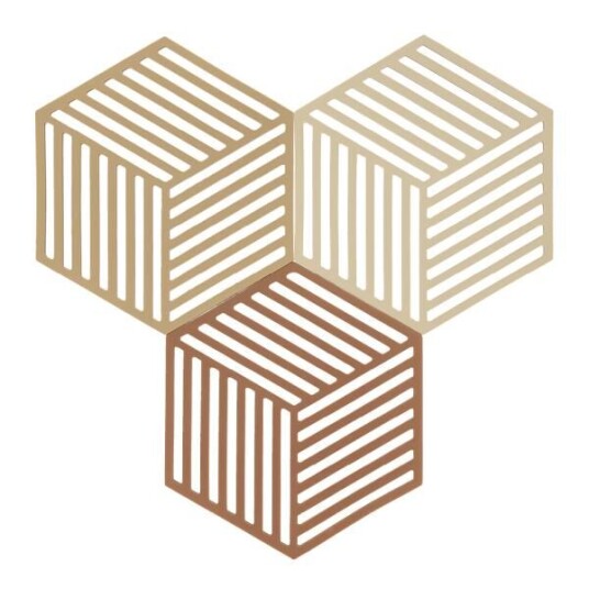 Zone - Hexagon bordskåner 3 stk 16 cm khaki/warm sand/almond