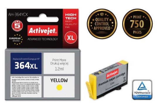Activejet Ah-364Ycx Høyt (Xl) Utbytte Pigmentbasert Blekk 12 Ml 1 Stykker Enkeltpakke