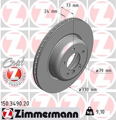 Bremseskive ZIMMERMANN 150.3490.20