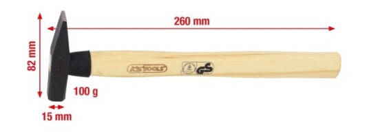 Ks Tools 142.1310, Klinkehammer, Stål, Tre, 26 Cm, 180 G, 100 G Ks Tools 142.1310, Klinkehammer, Stål, Tre, 26 Cm, 180 G, 100 G
