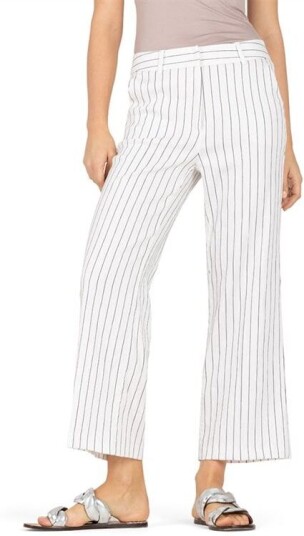 Cambio California Linen Blend Woven Pinstripes White-Black Hvit 40 Cambio California Linen Blend Woven Pinstripes White-Black Hvit 40