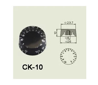Wilkinson CK-10 el-gitar Control knob black metal