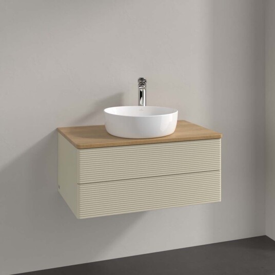 Villeroy & Boch Antao Servantskap med 2 skuffer 80x50x36 cm m/lys Grå Matt/Eik Villeroy & Boch Antao Servantskap med 2 skuffer 80x50x36 cm m/lys Grå Matt/Eik