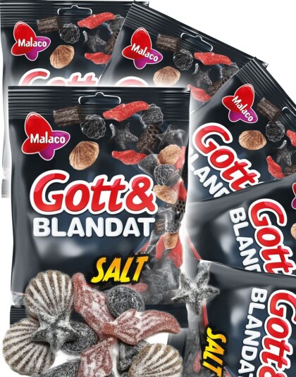 36 stk Godt og Blandet Salt Forskjellige Salte Vingummi og Lakrisbiter Hel Eske 5,4 kg