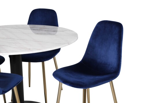 Venture Design Estelle & Polar spisegruppe Hvit/blå 4 st stoler & bord 106 cm