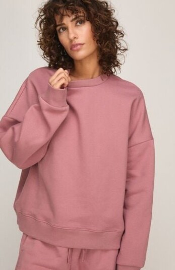 Hunkemöller Sweat med Rund Hals i Børstet Sweatstoff Rosa