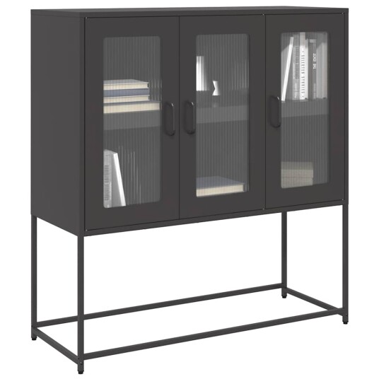 Skjenk svart 100,5x39x107 cm kaldvalset stål 8721158372383