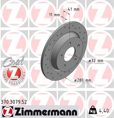Bremseskive ZIMMERMANN 370.3079.52 Bremseskive ZIMMERMANN 370.3079.52