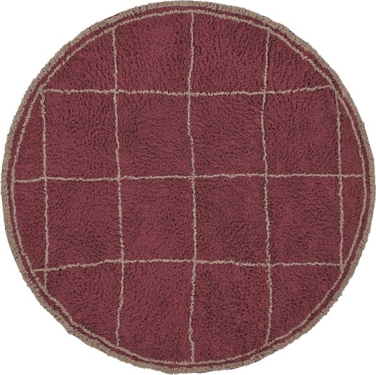 Rundt teppe Lana Natural Cotton Shaggy taupe/rød Størrelse: Ø 200 cm