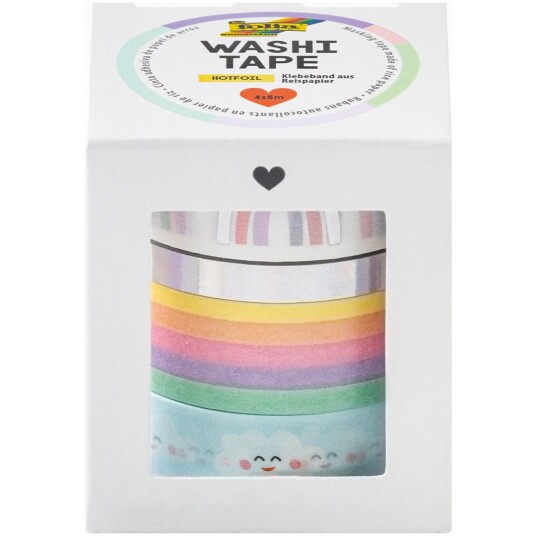 Folia Washi teip Regnbue & Skyer 4 pakke