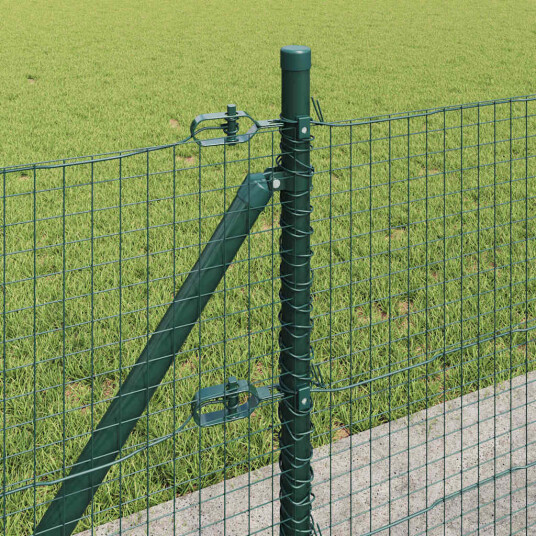 Sveist trådgjerd med 7 flensede stolper Grønn 0.4x10 m Stål