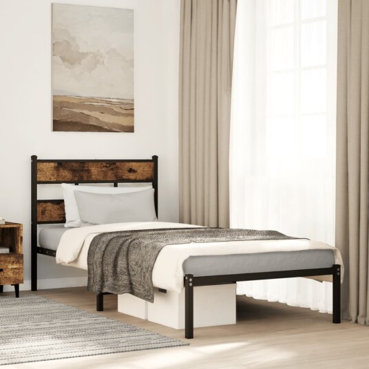  Sengeramme i metall uten madrass røkt eik 90x190 cm 8721158376343
