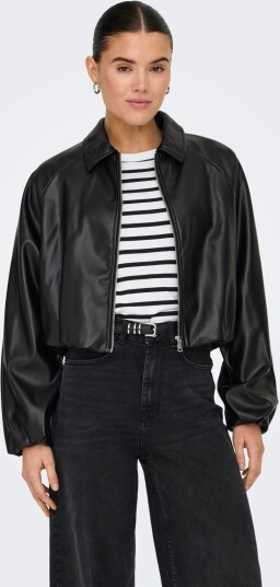 ONLY Onlsaramy Faux Leather Bomber Cc Otw Black L