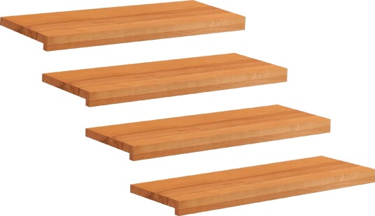vidaXL Trappetrinn 4 stk. 80 x 30 x 2 cm Lys Brun Massiv bøketre