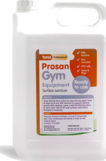 Rengjøring for gym, Antibakteriell, 5 liters refill, Prosan Gym Rengjøring for gym, Antibakteriell, 5 liters refill, Prosan Gym