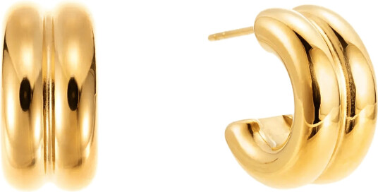 By Jolima Small Double Hoop Gold ONE SIZE 1 cm