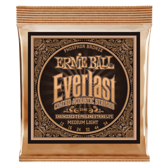 Ernie Ball Everlast belagt fosforbronse gitarstrenger akustisk Medium Light 012-054 Ernie Ball Everlast belagt fosforbronse gitarstrenger akustisk Medium Light 012-054