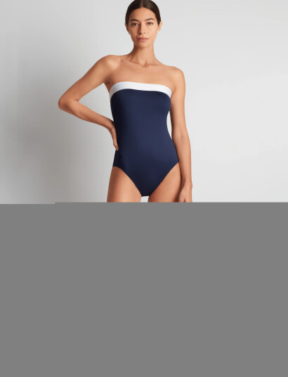 Lauren Ralph Lauren Swimwear Lrl Bel Air Modern Bandeau Mio Swim Navy 40