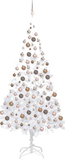 vidaXL Kunstig juletre med LED og kulesett 210 cm hvit PVC