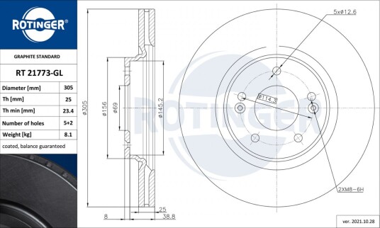 Bremseskive ROTINGER RT 21773-GL